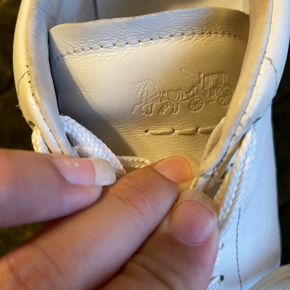 COACH Signature Leather White/Pink Sneakers - Picture 6 of 9